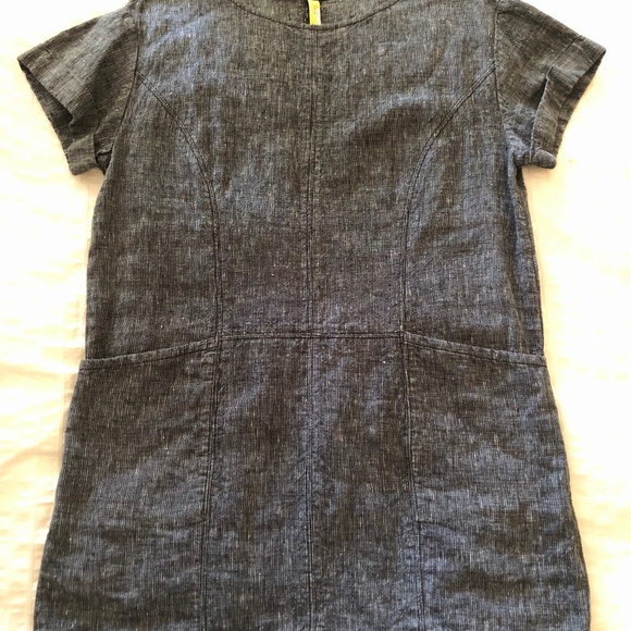 Free People Dresses & Skirts - Free People Endless Shore Gray Short Sleeve Linen dress NWOT Size M